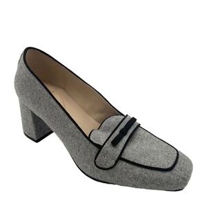 Bandolino Women's‎ Gray Loafer Heel Shoes Block Heel Bow Accent Square Toe